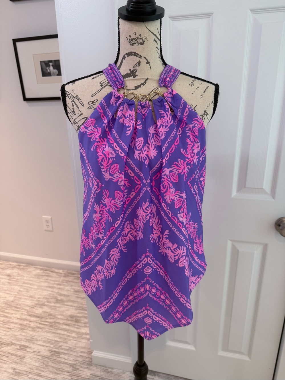 Lilly Pulitzer Purple Tank Top with Pink Print